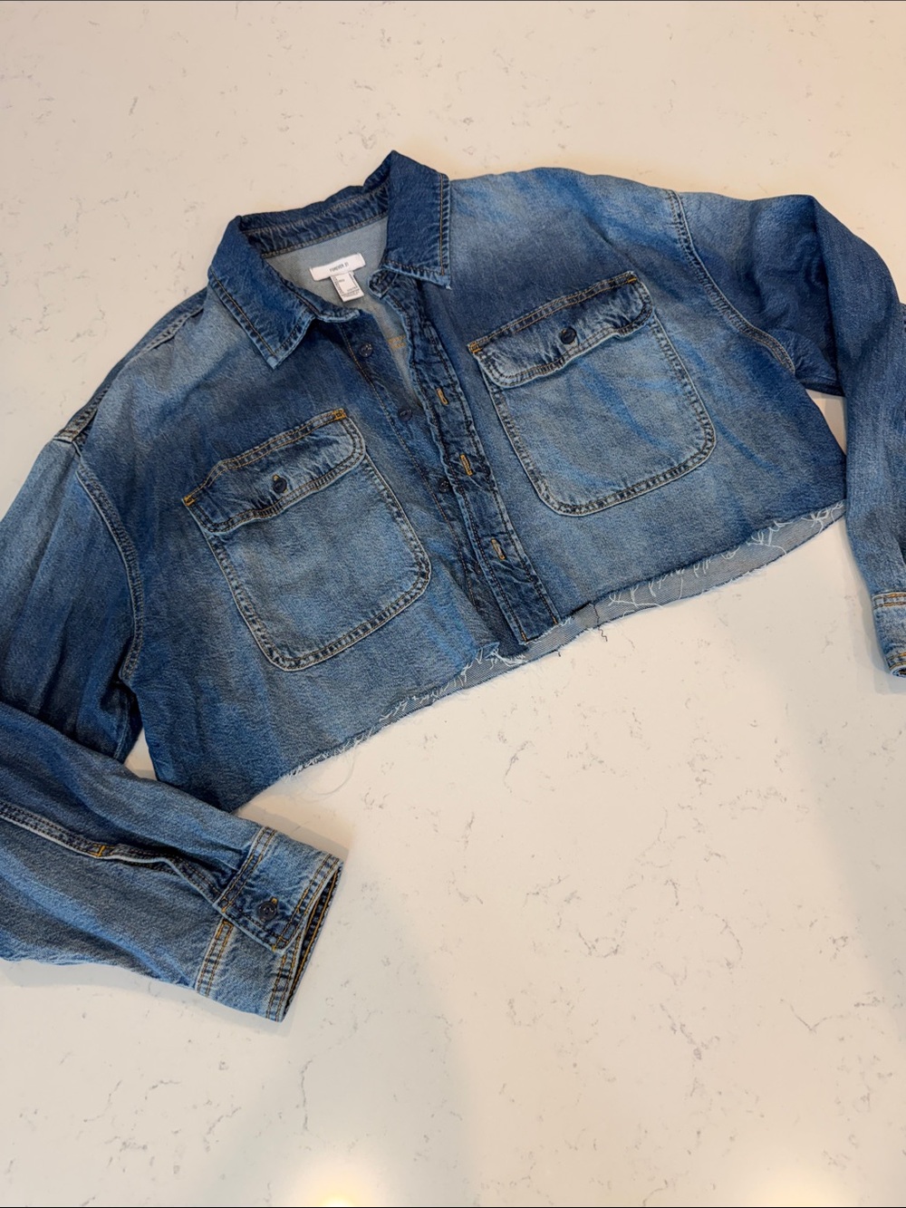Forever 21 Cropped Blue Denim Jacket